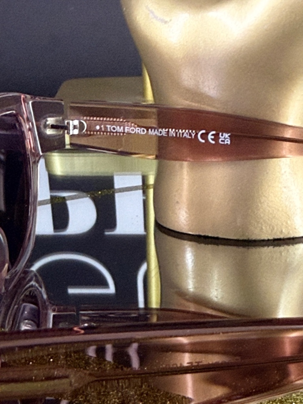 Tom Ford Pink Transparent Frame Sunglasses with Dark Lenses - Picture 5 of 7